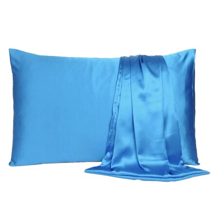 Homeroots 20 x 30 in. Bright Blue Dreamy Silky Satin Queen Size Pillowcases 387899